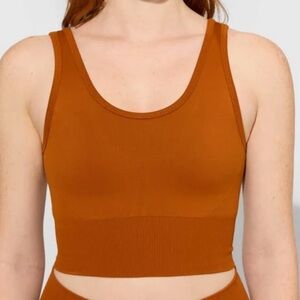 Halfdays Marie Sports Bra Top in Caramel Rust Copper orange size S